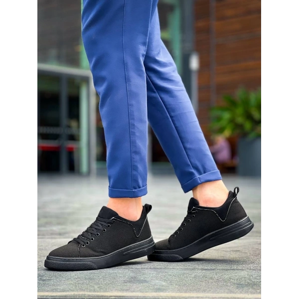 BİÇOMİ KB-X204 Kuback Siyah Keten Siyah Yüksek Taban Günlük Erkek Spor Ayakkabı