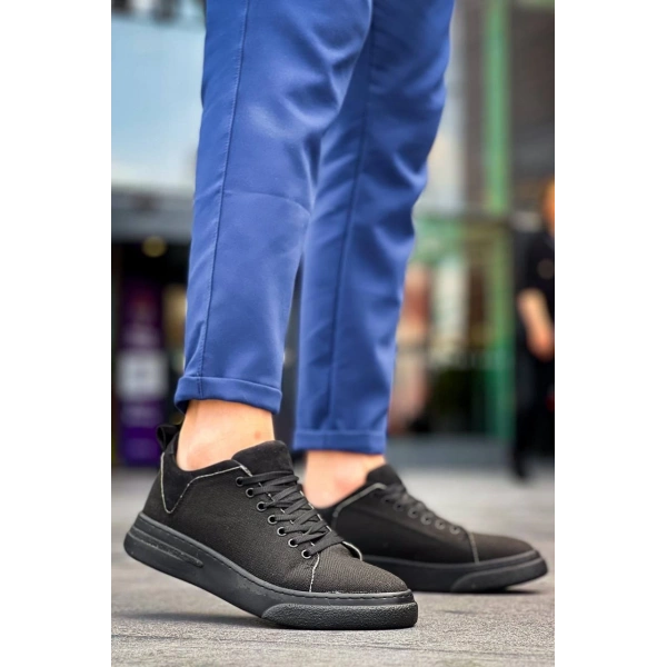 BİÇOMİ KB-X204 Kuback Siyah Keten Siyah Yüksek Taban Günlük Erkek Spor Ayakkabı