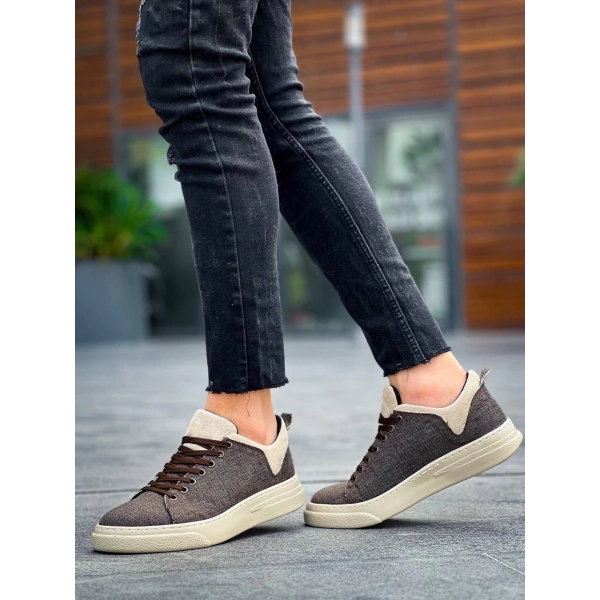 BİÇOMİ KB-X204 Kuback Taba Bej Keten Bej Yüksek Taban Günlük Erkek Spor Ayakkabı