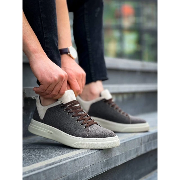 BİÇOMİ KB-X204 Kuback Taba Bej Keten Bej Yüksek Taban Günlük Erkek Spor Ayakkabı