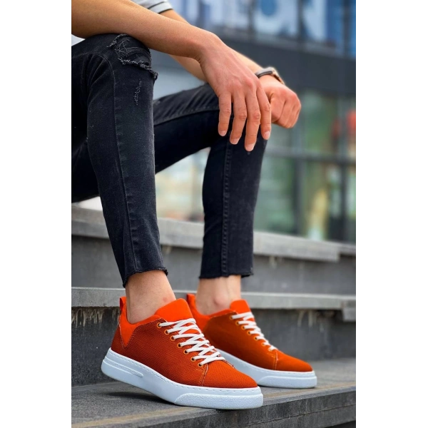 BİÇOMİ KB-X204 Kuback Turuncu Keten Beyaz Yüksek Taban Günlük Erkek Spor Ayakkabı