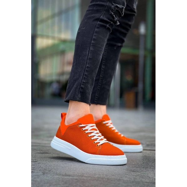 BİÇOMİ KB-X204 Kuback Turuncu Keten Beyaz Yüksek Taban Günlük Erkek Spor Ayakkabı