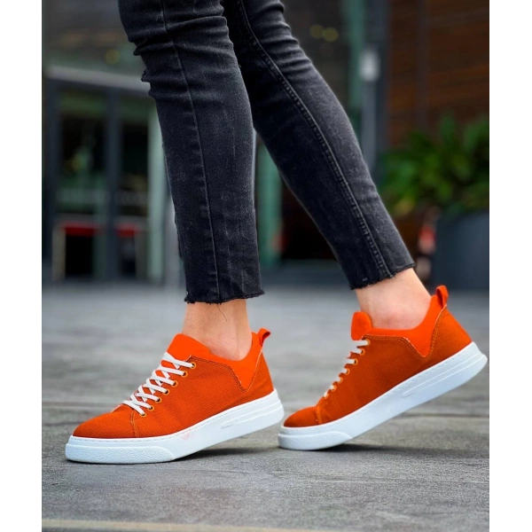 BİÇOMİ KB-X204 Kuback Turuncu Keten Beyaz Yüksek Taban Günlük Erkek Spor Ayakkabı