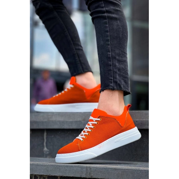 BİÇOMİ KB-X204 Kuback Turuncu Keten Beyaz Yüksek Taban Günlük Erkek Spor Ayakkabı