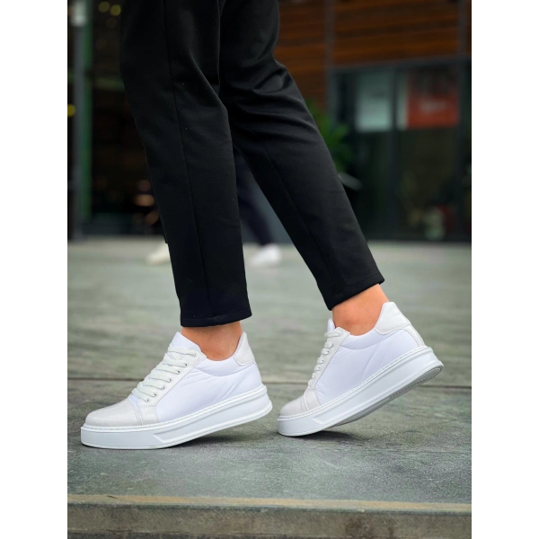 BİÇOMİ KB-X46 Kuback Beyaz Rugan Yüksek Beyaz Taban Günlük Spor Ayakkabı