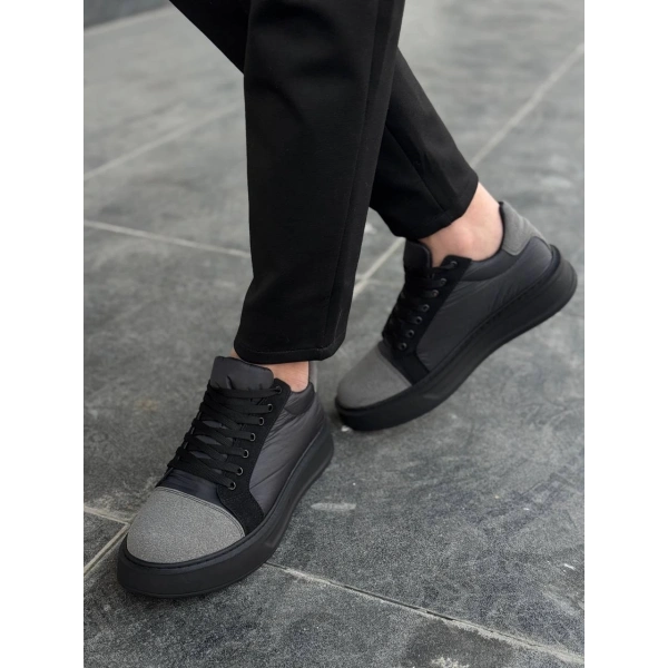 BİÇOMİ KB-X46 Kuback Siyah Gri Yüksek Siyah Taban Günlük Spor Ayakkabı