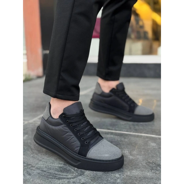 BİÇOMİ KB-X46 Kuback Siyah Gri Yüksek Siyah Taban Günlük Spor Ayakkabı