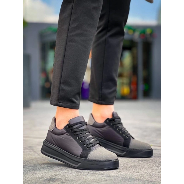 BİÇOMİ KB-X46 Kuback Siyah Gri Yüksek Siyah Taban Günlük Spor Ayakkabı