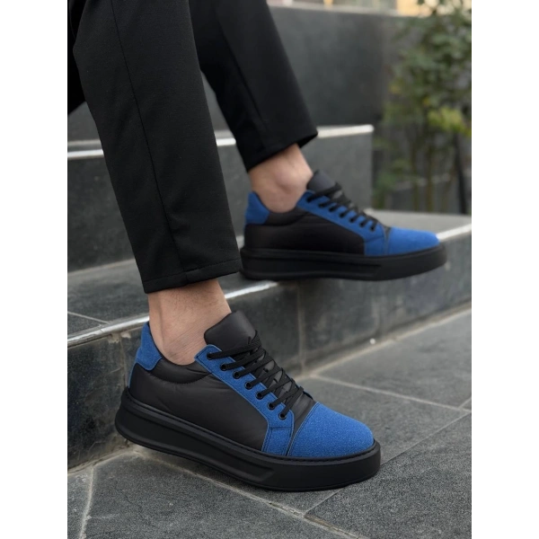 BİÇOMİ KB-X46 Kuback Siyah Sax Mavi Yüksek Siyah Taban Günlük Spor Ayakkabı