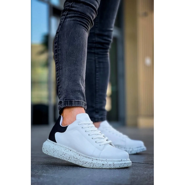 BİÇOMİ KB-X500  Kuback Beyaz Siyah  Yüksek Taban Bağcıklı Günlük Erkek Ayakkabı