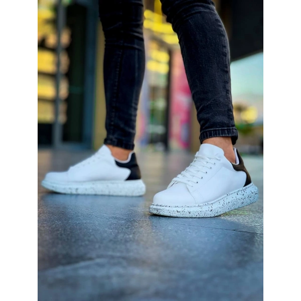 BİÇOMİ KB-X500  Kuback Beyaz Siyah  Yüksek Taban Bağcıklı Günlük Erkek Ayakkabı