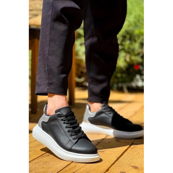 BİÇOMİ KB-X500  Kuback  Siyah Gümüş Yüksek Taban Bağcıklı Günlük Erkek Ayakkabı