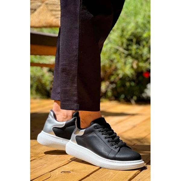 BİÇOMİ KB-X500  Kuback  Siyah Gümüş Yüksek Taban Bağcıklı Günlük Erkek Ayakkabı