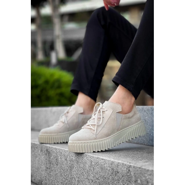 BİÇOMİ KB-X502  Kuback Bej Süet Yüksek Bej Taban Bağcık Detaylı Lastikli Günlük Erkek Ayakkabı