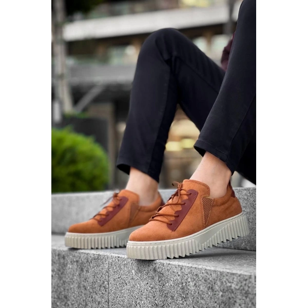 BİÇOMİ KB-X502  Kuback Taba Süet Yüksek Bej Taban Bağcık Detaylı Lastikli Günlük Erkek Ayakkabı