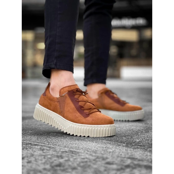 BİÇOMİ KB-X502  Kuback Taba Süet Yüksek Bej Taban Bağcık Detaylı Lastikli Günlük Erkek Ayakkabı