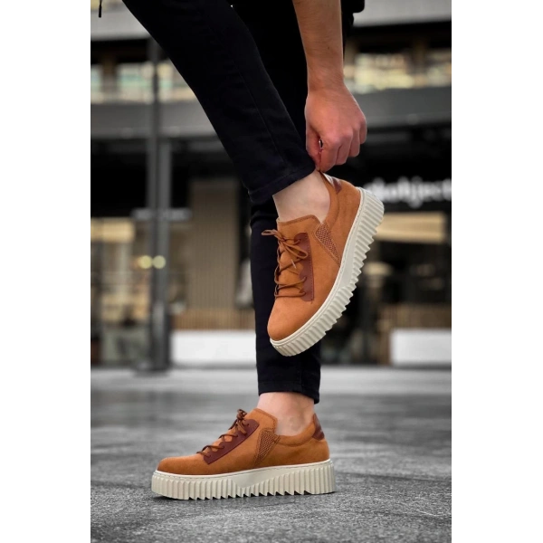 BİÇOMİ KB-X502  Kuback Taba Süet Yüksek Bej Taban Bağcık Detaylı Lastikli Günlük Erkek Ayakkabı