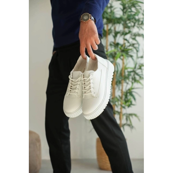 BİÇOMİ KB-X516 Kuback Beyaz Cilt Günlük Erkek Ayakkabı