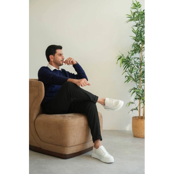 BİÇOMİ KB-X516 Kuback Beyaz Cilt Günlük Erkek Ayakkabı