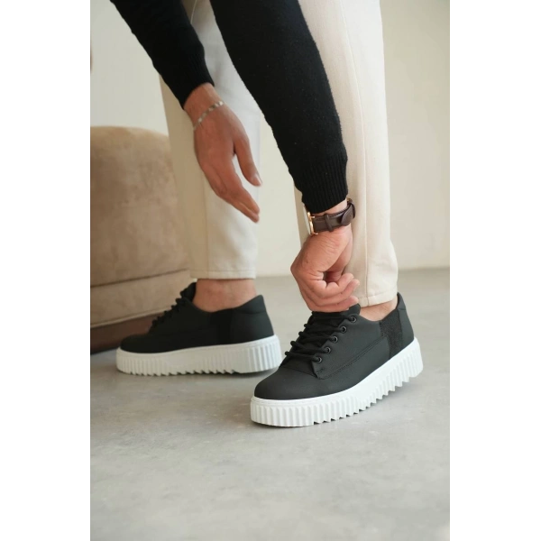 BİÇOMİ KB-X516 Kuback Siyah Cilt Günlük Erkek Ayakkabı