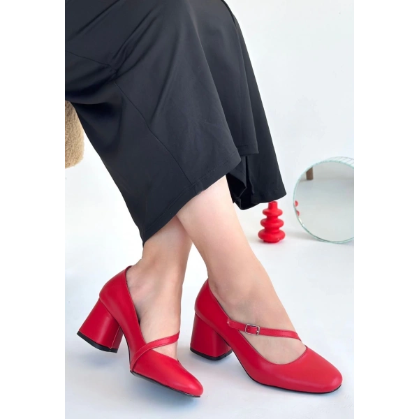 BİÇOMİ Kier Kırmızı Cilt Topuklu Ayakkabı