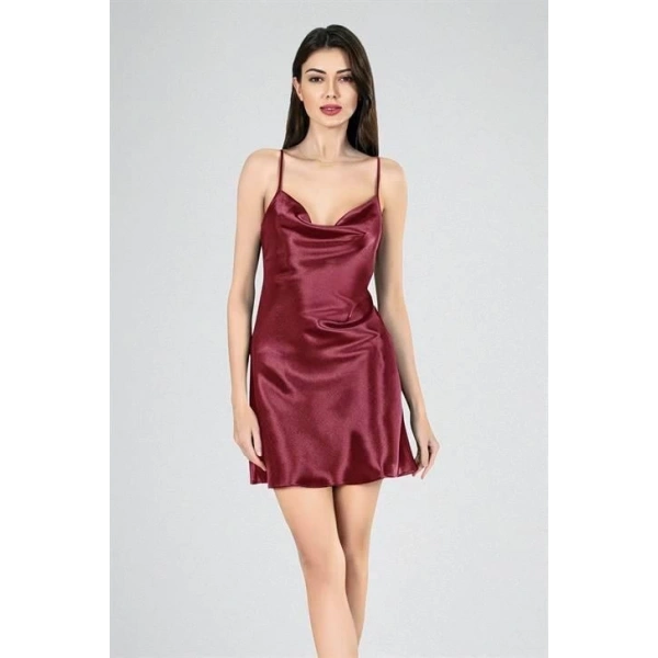 Bicomi Kısa Gecelik Degaje Bordo 7740