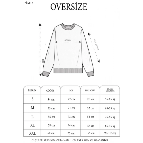 Biçomi Kışlık Bisiklet Yaka Ön Ve Arka Baskılı SweatShirt - Siyah