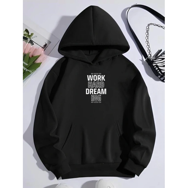 Biçomi Kışlık Üç İplik Kapşonlu SweatShirt - Siyah