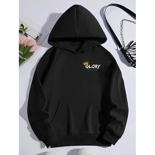 Biçomi Kışlık Üç İplik Kapşonlu SweatShirt - Siyah