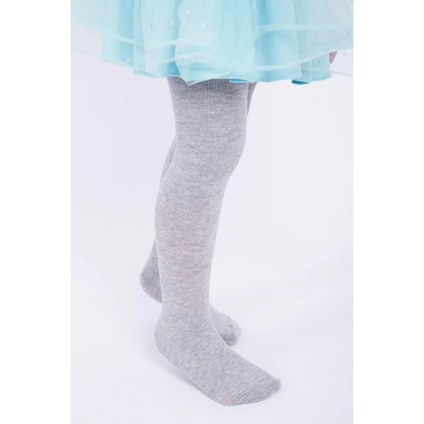 biçomi Kız Çocuk Pamuklu Külotlu Çorap Gri