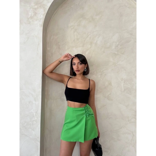 BİÇOMİ Kuş gözü şort etek yeşil s25819