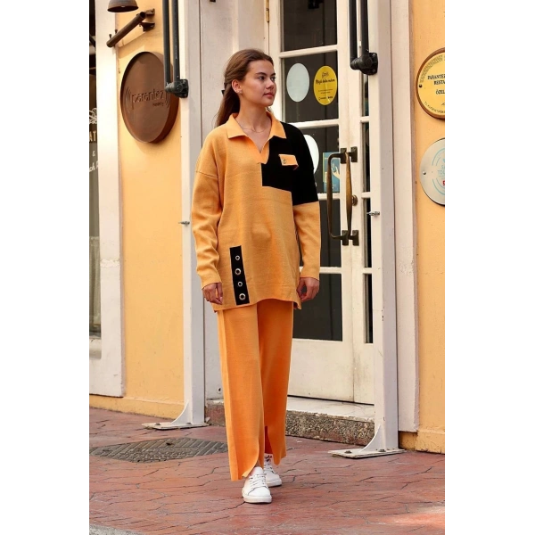 BİÇOMİ Kuş gözü triko takım Hardal