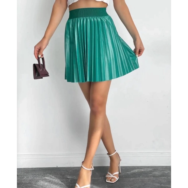 BİÇOMİ Lastikli piliseli lak etek yeşil s23901