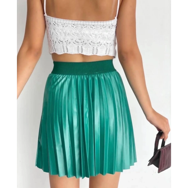 BİÇOMİ Lastikli piliseli lak etek yeşil s23901