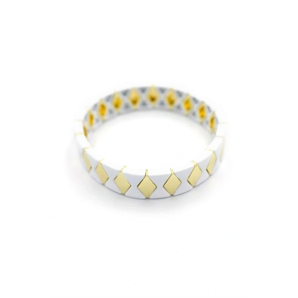 biçomi Lastikli Porselen Bilezik - Beyaz