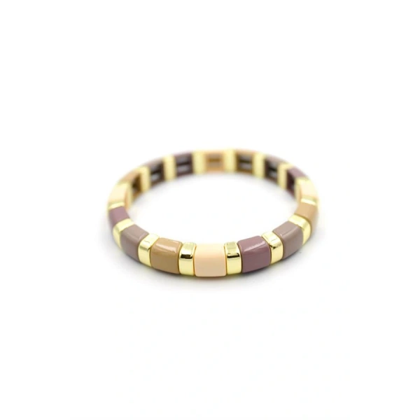 biçomi Lastikli Porselen Bilezik - Kahverengi