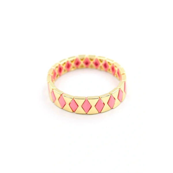 biçomi Lastikli Porselen Bilezik - Pembe