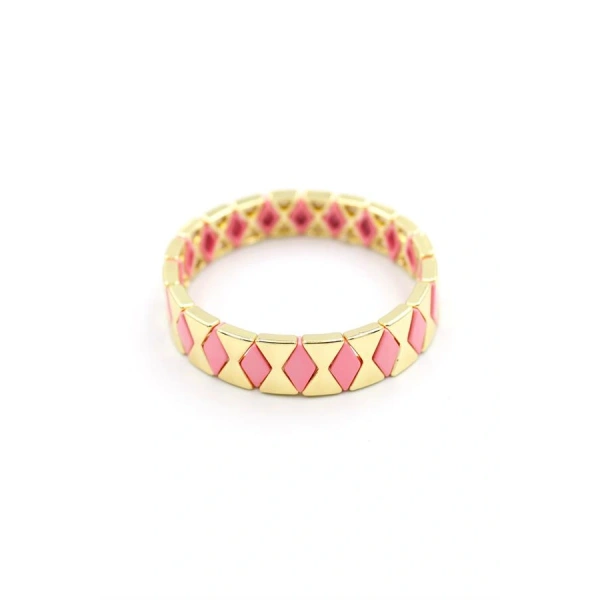 biçomi Lastikli Porselen Bilezik - Pembe