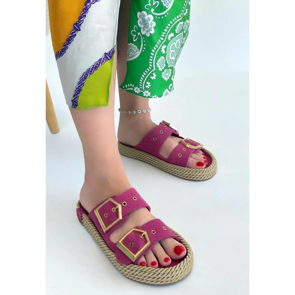 BİÇOMİ Loera Pemba Nubuk Çift Tokalı Terlik