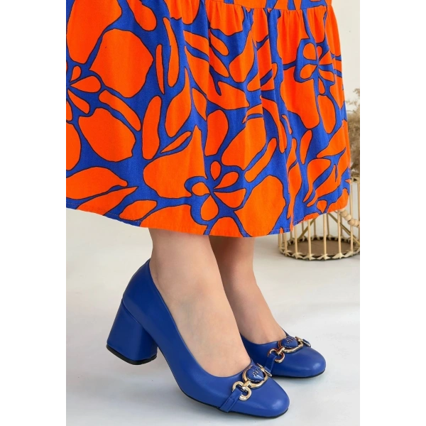 BİÇOMİ Lucky Mavi Cilt Topuklu Ayakkabı