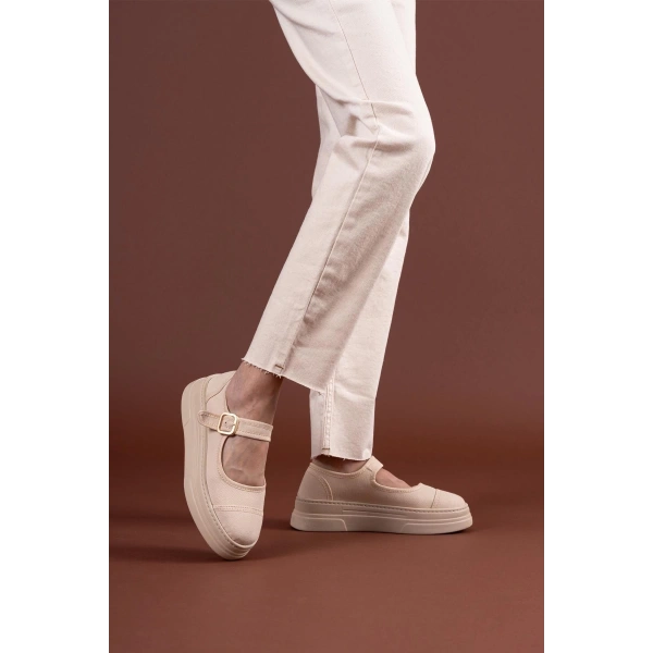 BİÇOMİ Lunni Bej Keten Spor Ayakkabı