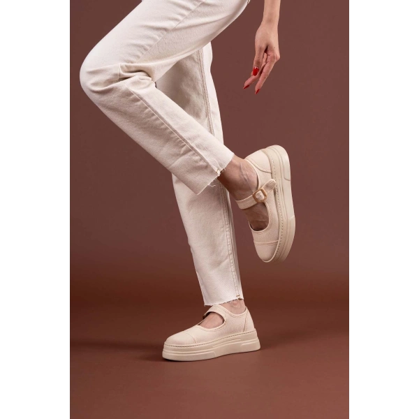 BİÇOMİ Lunni Bej Keten Spor Ayakkabı