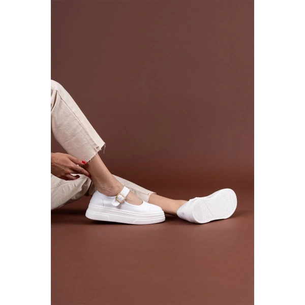 BİÇOMİ Lunni Beyaz Keten Spor Ayakkabı