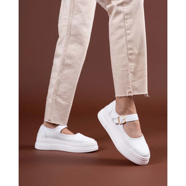 BİÇOMİ Lunni Beyaz Keten Spor Ayakkabı