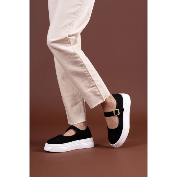 BİÇOMİ Lunni Siyah Keten Spor Ayakkabı