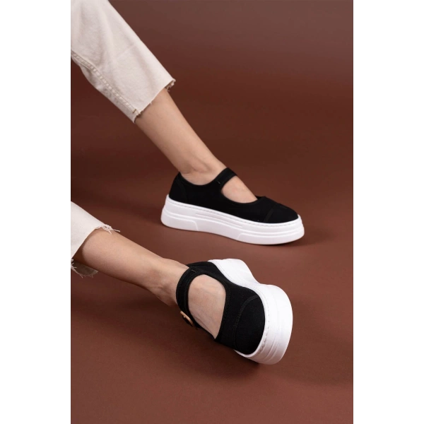 BİÇOMİ Lunni Siyah Keten Spor Ayakkabı