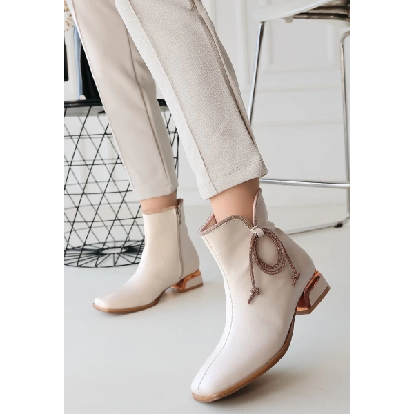 BİÇOMİ Melina Bej Cilt Topuklu Bot