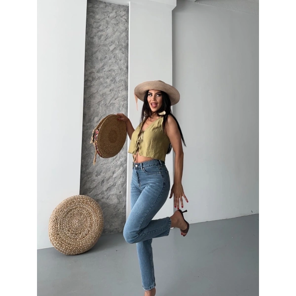 BİÇOMİ Mom fit kar yıkama bıyık detaylı jeans pantolon d2006