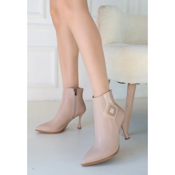 BİÇOMİ Moose Nude Cilt Topuklu Bot