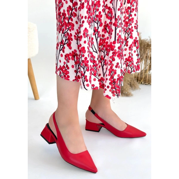BİÇOMİ Morji Kırmızı Cilt Topuklu Ayakkabı